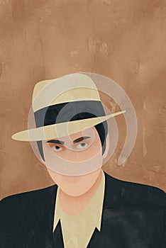 Gangster man with panama hat