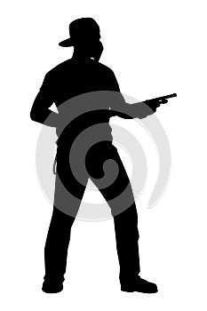 Gangster man with shotgun silhouette vector