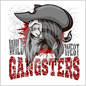 Gangster in retro scratch background