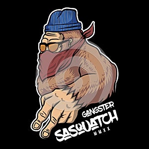 Gangster sasquatch vector illustration