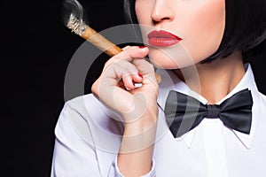 Gangster woman with cigar