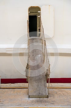 Gangway of a ship. Door front view