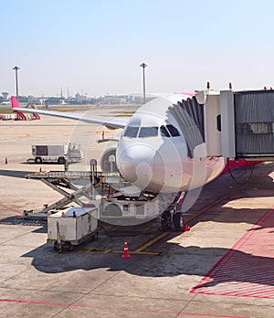 Gangway to airplane at runway