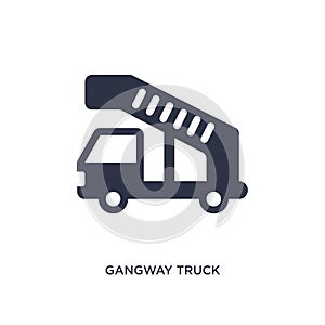 gangway truck icon on white background. Simple element illustration from airport terminal concept