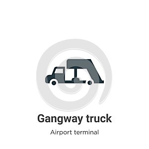 Gangway truck vector icon on white background. Flat vector gangway truck icon symbol sign from modern airport terminal collection