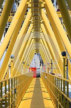 Gangway or walk way in oil and gas construction platform, oil and gas process platform