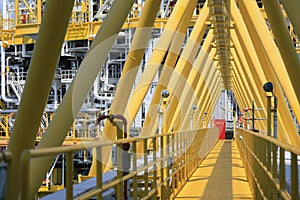 Gangway or walk way in oil and gas construction platform, oil and gas process platform