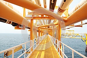 Gangway or walk way in oil and gas construction platform, oil and gas process platform, remote platform for production oil and gas