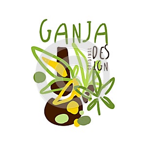 Ganja label, logo graphic template