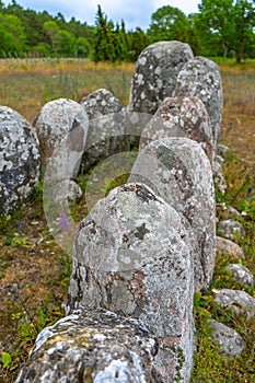 The Gannarves stone Ship is a tomb monument from the Bronze Age. Viking culture. Gotland.