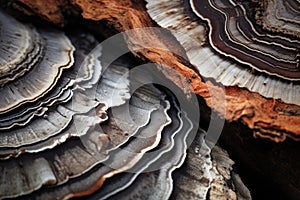 Ganoderma Lucidum - LingZhi Mushroom - close up, Experience rich textures with macro photography, showcasing intricate patterns of