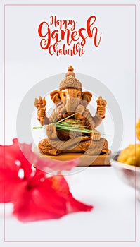 Ganpati greeting or Lord ganesha Greeting or happy ganesh chaturthi greeting card photo