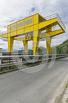 Gantry crane on Dam lake