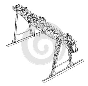 Gantry crane. Wire-frame. Vector EPS10 format