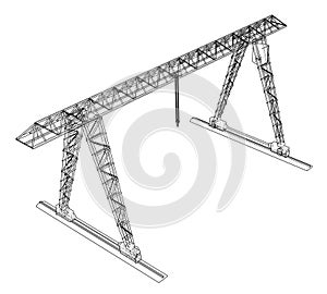 Gantry crane. Wire-frame. Vector EPS10 format