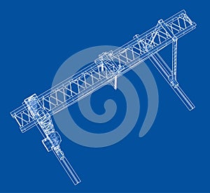 Gantry crane. Wire-frame. Vector EPS10 format