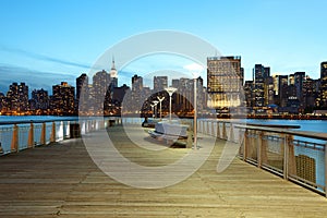 Gantry Plaza State Park and Manhattan skyline in New York photo