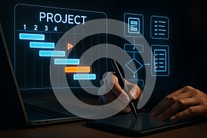 Gantt chart planning and workflow diagram project management