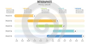 Gantt chart timeline infographic for business presentation