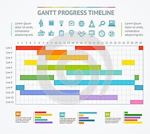 Gantt Progress Line. Vector