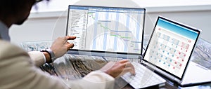 Gantt Schedule Plan On Laptop Screen