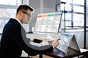 Gantt Tasks Schedule Chart On Computer