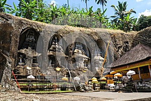 Ganung Kawi Temple. temple complex centered around royal tombs carved into stone cliffs in the 11th century. Bali photo