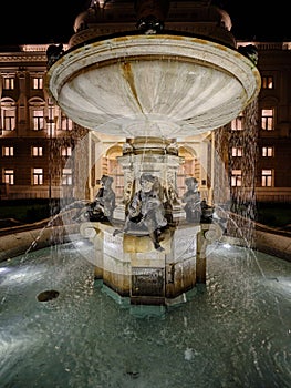 Ganymede Fountain from 1888 at night