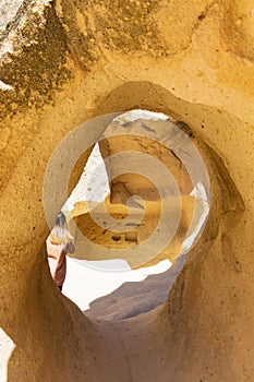 Unique Fairy Chimneys rock formation Cappadocia Turkey