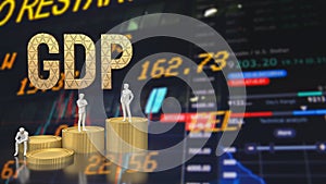 The Gap gold text and coins for Business concept 3d rendering