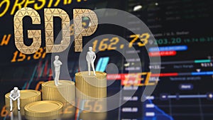 The Gap gold text and coins for Business concept 3d rendering