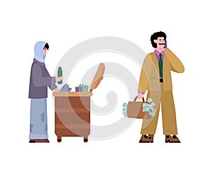 Gap between rich and poor people concept cartoon vector illustration isolated.