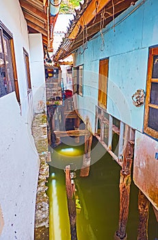 The gap between stilt houses, Ko Panyi village, Phang Nga Bay, Thailand