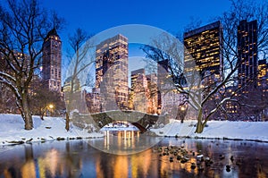 Gapstow bridge in winter, Central Park