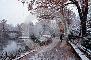 Gapstow bridge during winter, Central Park New York City. USA