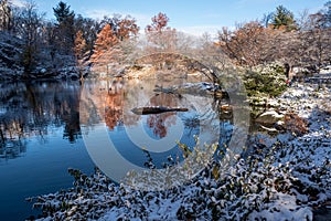 Gapstow bridge during winter, Central Park New York City . USA