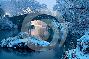 Gapstow bridge during winter, Central Park New York City. USA