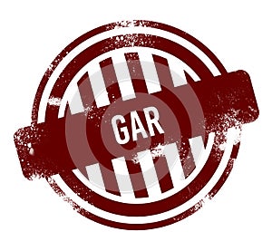 gar - red round grunge button, stamp