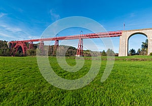 The Garabit viaduct, built by Gustave Eiffel, in the Cantal department in France photo