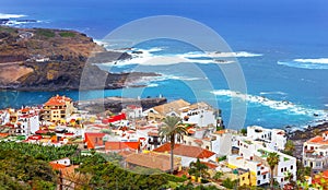 Garacico town from the air on the Atlantic Ocean coast on Tenerife Island