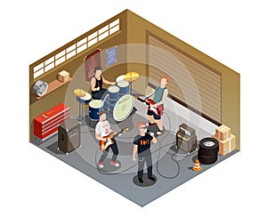 Garage Band Isometric Composition