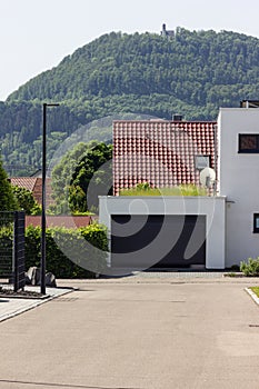 garage carport on a modern house facade