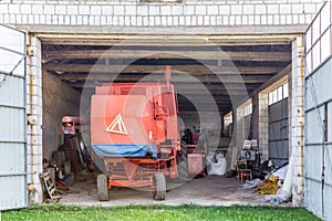 Garage for the combine-harvester at the farmyard.