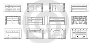 Garage door vector outline set icon.Vector illustration roller gate on white background . Isolated outline set icon