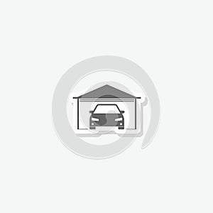Garage icon, garage logo sticker isolated on gray background