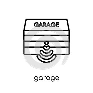 Garage icon. Trendy modern flat linear vector Garage icon on white background from thin line smart home collection