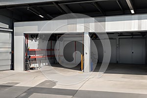 Garage interior with stend of tools.