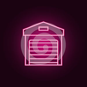 Garage neon icon. Elements of Real Estate set. Simple icon for websites, web design, mobile app, info graphics