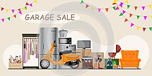 Garage sale banner or Yard sale or or flea market