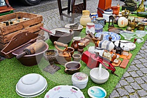 Garage sale of old and antiques items